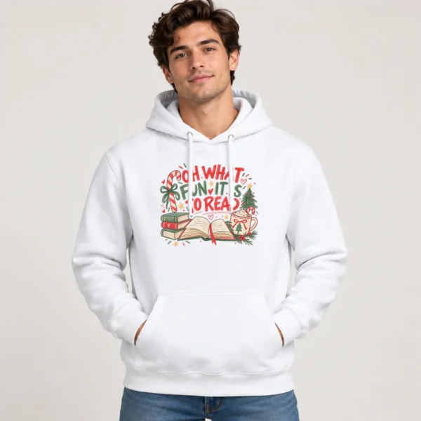 Book Lover Shirt, Sweatshirt & Hoodie, Oh What Fun It Is to Read — alternate product mockup book lover shirt t-shirt product photo