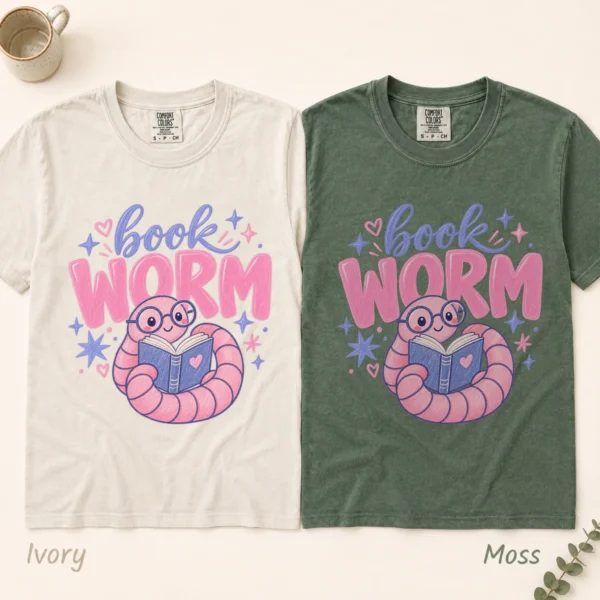 Book Worm Shirt, Sweatshirt & Hoodie — alternate product mockup book worm shirt t-shirt color options