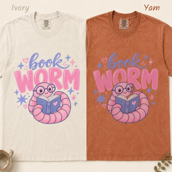 Book Worm Shirt, Sweatshirt & Hoodie — alternate product mockup book worm shirt t-shirt color options