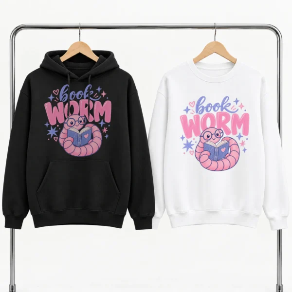 Book Worm Shirt, Sweatshirt & Hoodie — alternate product mockup book worm shirt t-shirt product photo