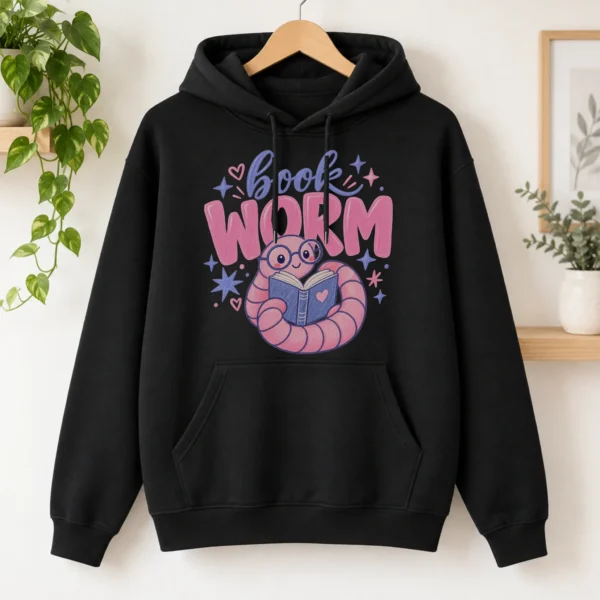 Book Worm Shirt, Sweatshirt & Hoodie — alternate product mockup book worm shirt t-shirt product photo