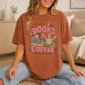 books and coffee shirt t-shirt lifestyle scene