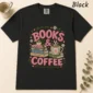 books and coffee shirt t-shirt flat lay view