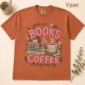 books and coffee shirt t-shirt flat lay view