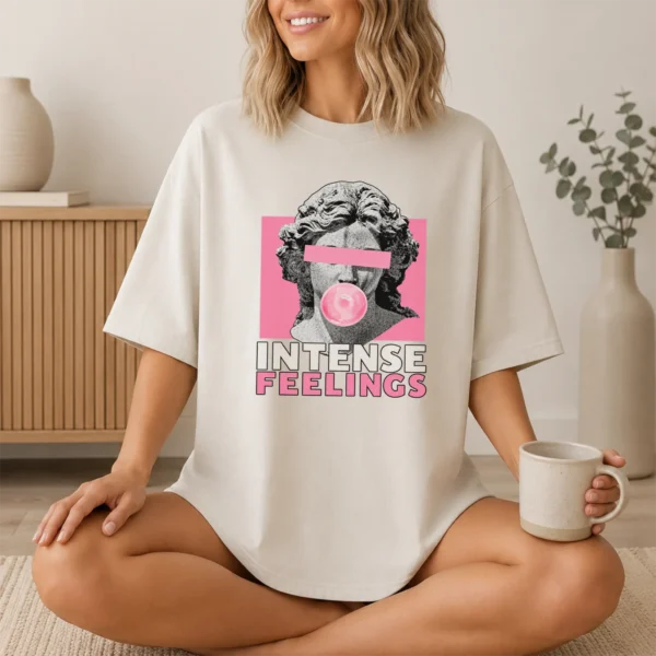 Bubble Gum Bust Intense Feelings Shirt, Sweatshirt & Hoodie — lifestyle mockup bubble gum bust shirt t-shirt lifestyle scene
