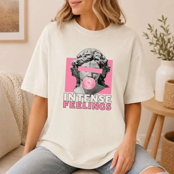 Bubble Gum Bust Intense Feelings Shirt, Sweatshirt & Hoodie — lifestyle mockup bubble gum bust shirt t-shirt lifestyle scene