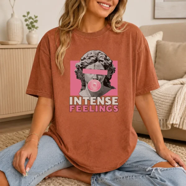 Bubble Gum Bust Intense Feelings Shirt, Sweatshirt & Hoodie — lifestyle mockup bubble gum bust shirt t-shirt lifestyle scene