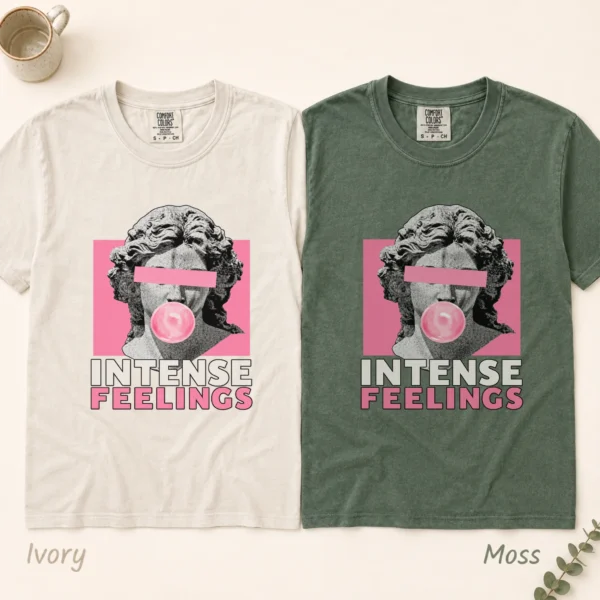 Bubble Gum Bust Intense Feelings Shirt, Sweatshirt & Hoodie — alternate product mockup bubble gum bust shirt t-shirt color options
