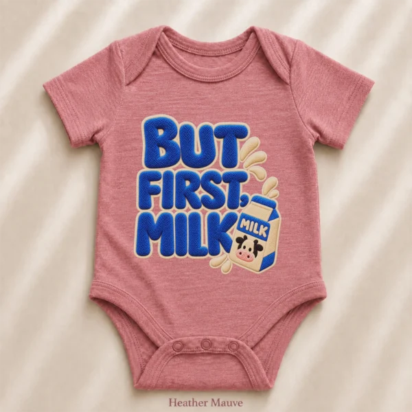 But First Milk Chenille Look Baby Bodysuit & Toddler Clothing — alternate product mockup but first milk baby bodysuit product detail