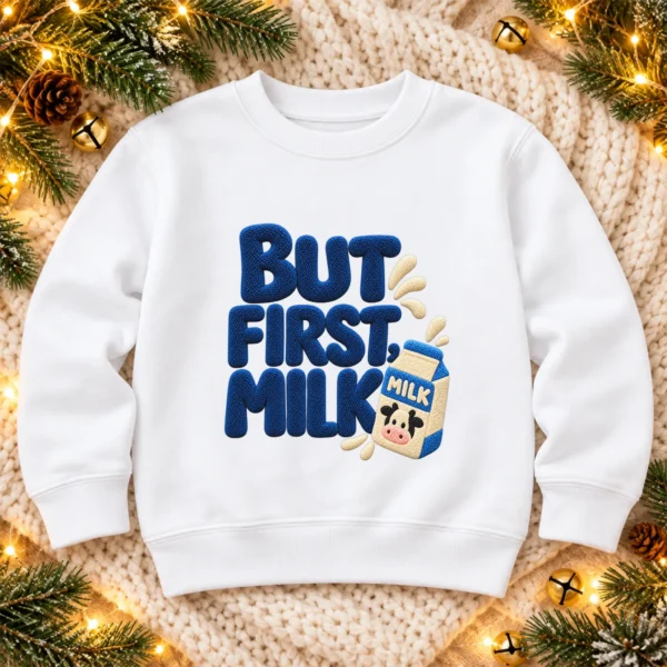 But First Milk Chenille Look Baby Bodysuit & Toddler Clothing — alternate product mockup but first milk baby bodysuit product photo