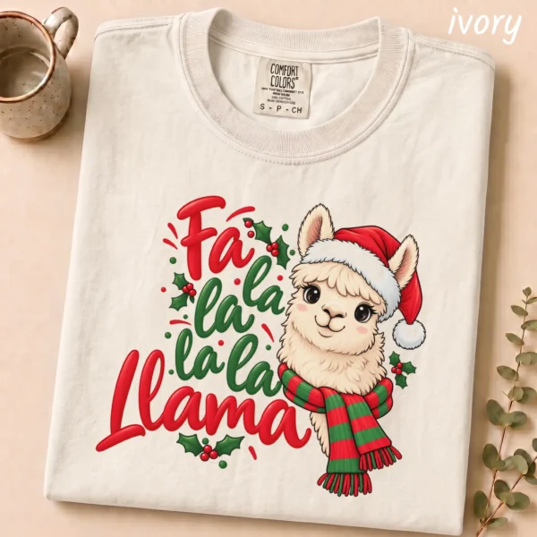 Christmas Llama Baby Bodysuit & Toddler Shirt Sweatshirt Hoodie — alternate product mockup christmas llama baby bodysuit & toddler shirt sweatshirt hoodie mockup view