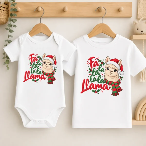 Christmas Llama Baby Bodysuit & Toddler Shirt Sweatshirt Hoodie — baby bodysuit mockup christmas llama baby bodysuit & toddler shirt sweatshirt hoodie alternate angle