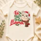 christmas llama baby bodysuit & toddler shirt sweatshirt hoodie close-up detail