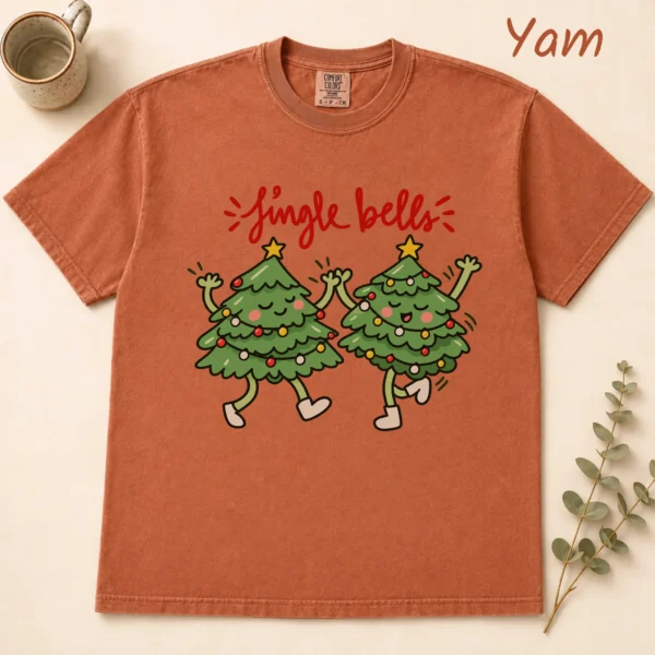 New Year's Dancing Tree Jingle Bells Shirt, Sweatshirt & Hoodie — alternate product mockup dancing tree shirt t-shirt flat lay view