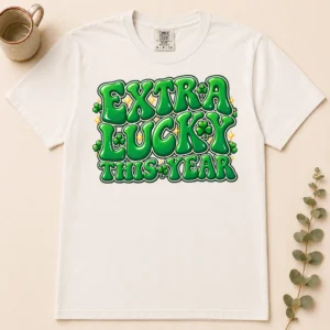 extra lucky this year lettering multi-style apparel t-shirt