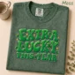 extra lucky this year lettering multi-style apparel t-shirt mockup view