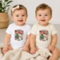fa la la snowman and Christmas tree baby bodysuit model mockup