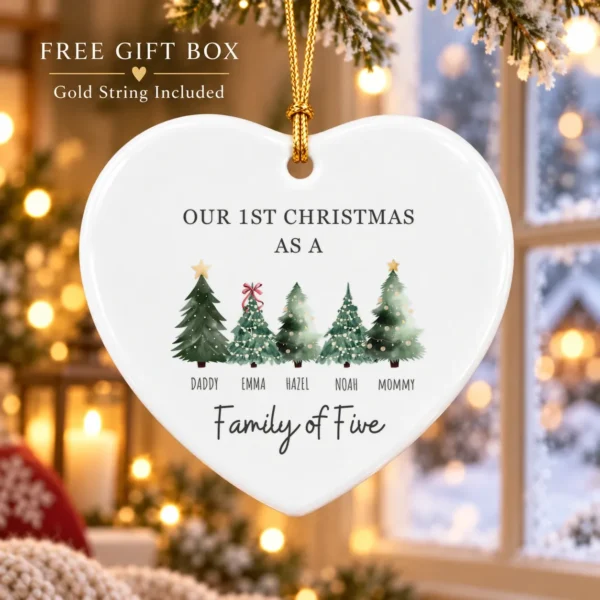 Personalized Family Christmas Ornament with Custom Name Trees — alternate product mockup family Christmas ornament product image product detail