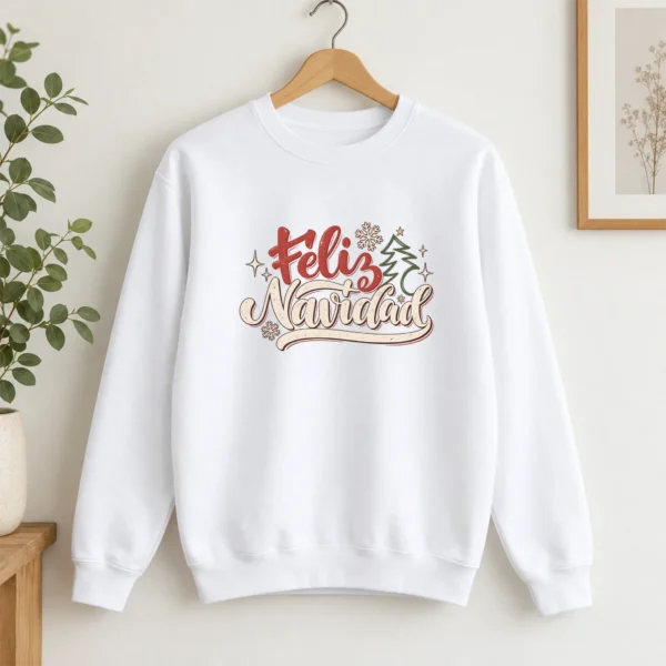 Feliz Navidad New Year's Shirt, Sweatshirt & Hoodie — alternate product mockup feliz navidad adult shirt t-shirt product photo
