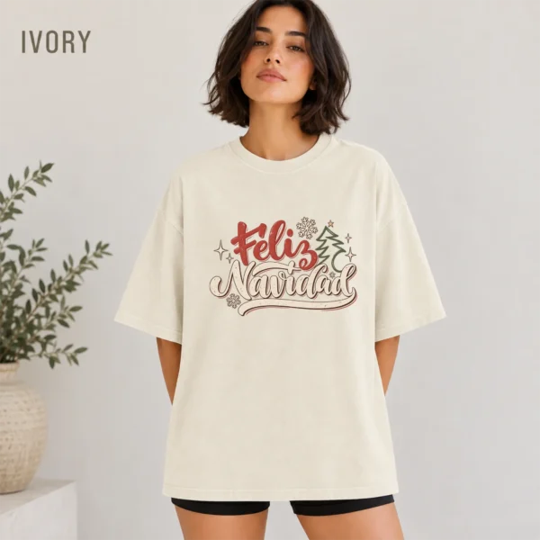 New Year's Lettering Multi Style Apparel Feliz Navidad Shirt — alternate product mockup feliz navidad shirt t-shirt color options