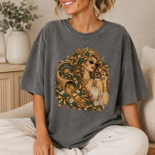 Fortuna Shirt, Roman Goddess Good Luck 2027 Mythology Graphic Tee — lifestyle mockup fortuna shirt t-shirt lifestyle scene