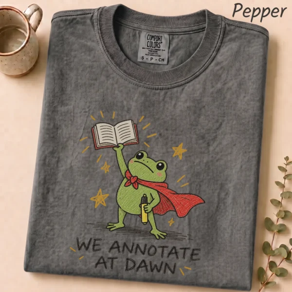 Frog Book Shirt, Sweatshirt & Hoodie, We Annotate At Dawn — alternate product mockup frog book shirt t-shirt product detail