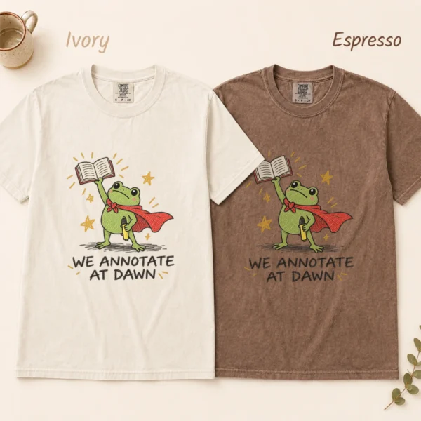 Frog Book Shirt, Sweatshirt & Hoodie, We Annotate At Dawn — alternate product mockup frog book shirt t-shirt color options