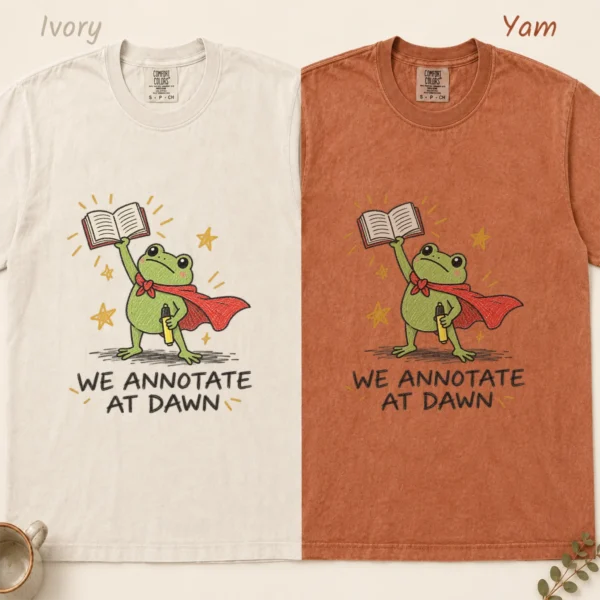 Frog Book Shirt, Sweatshirt & Hoodie, We Annotate At Dawn — alternate product mockup frog book shirt t-shirt color options