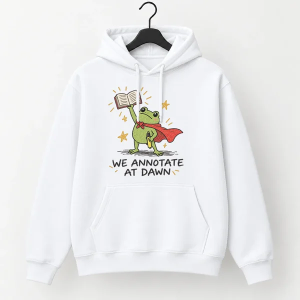 Frog Book Shirt, Sweatshirt & Hoodie, We Annotate At Dawn — alternate product mockup frog book shirt t-shirt front view