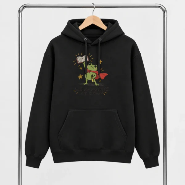 Frog Book Shirt, Sweatshirt & Hoodie, We Annotate At Dawn — alternate product mockup frog book shirt t-shirt alternate angle