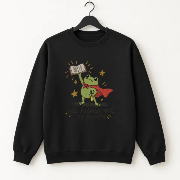 Frog Book Shirt, Sweatshirt & Hoodie, We Annotate At Dawn — alternate product mockup frog book shirt t-shirt product photo