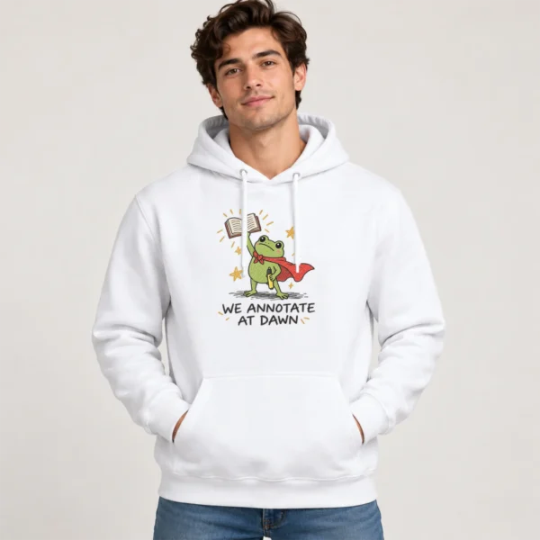 Frog Book Shirt, Sweatshirt & Hoodie, We Annotate At Dawn — alternate product mockup frog book shirt t-shirt product photo