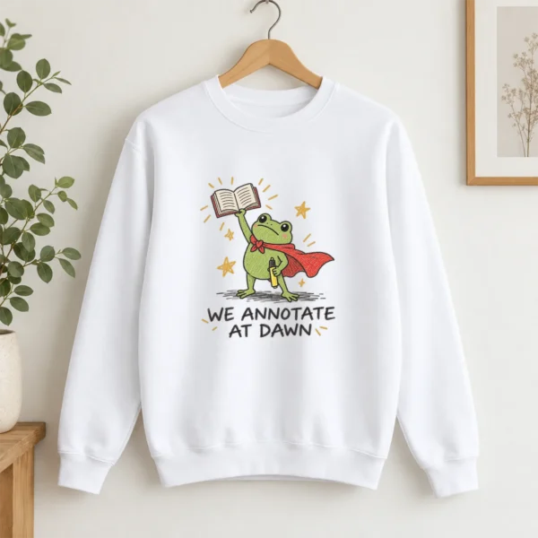 Frog Book Shirt, Sweatshirt & Hoodie, We Annotate At Dawn — alternate product mockup frog book shirt t-shirt product photo