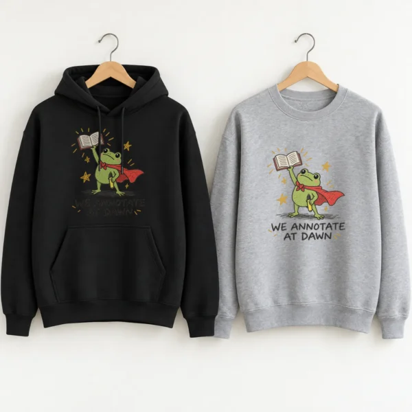Frog Book Shirt, Sweatshirt & Hoodie, We Annotate At Dawn — alternate product mockup frog book shirt t-shirt product photo