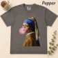 girl with a pearl earring shirt t-shirt flat lay view