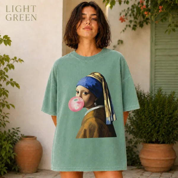 Girl with A Pearl Earring Bubblegum Shirt, Sweatshirt & Hoodie — alternate product mockup girl with a pearl earring shirt t-shirt color options