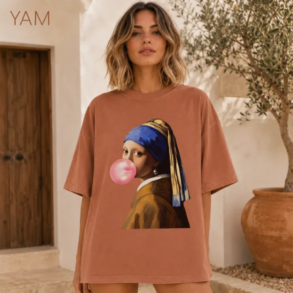 Girl with A Pearl Earring Bubblegum Shirt, Sweatshirt & Hoodie — alternate product mockup girl with a pearl earring shirt t-shirt color options