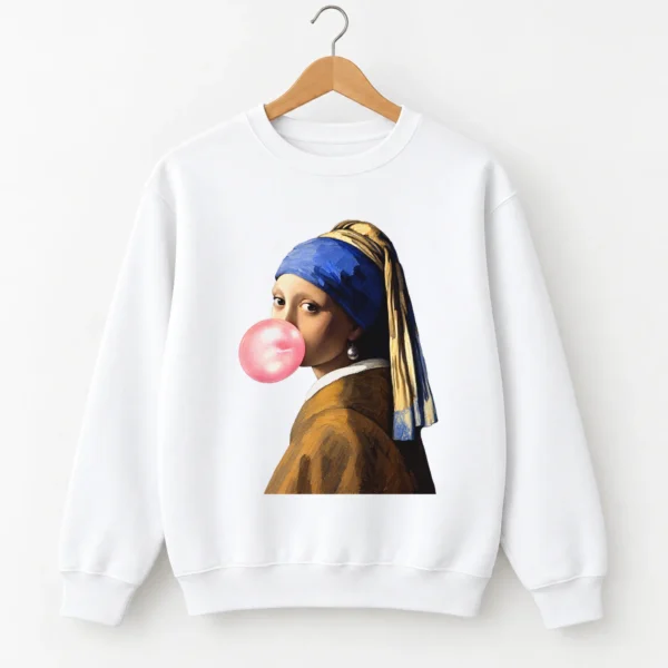 Girl with A Pearl Earring Bubblegum Shirt, Sweatshirt & Hoodie — alternate product mockup girl with a pearl earring shirt t-shirt product photo