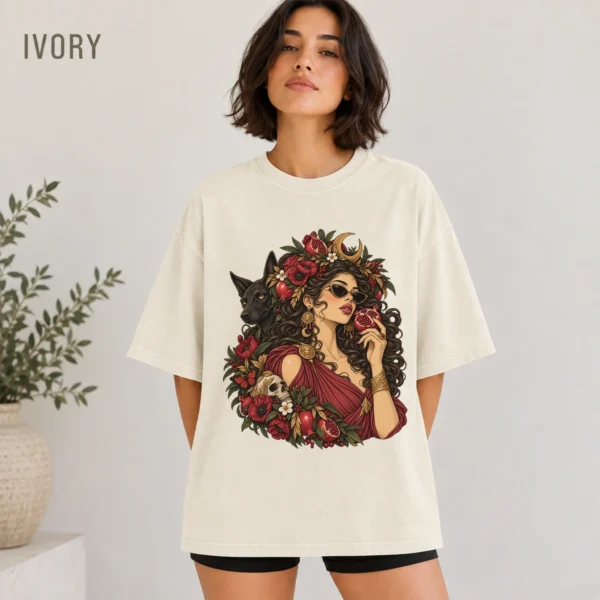 Gothic Woman Art Shirt, Ornate Botanical Portrait — alternate product mockup gothic woman art shirt t-shirt color options