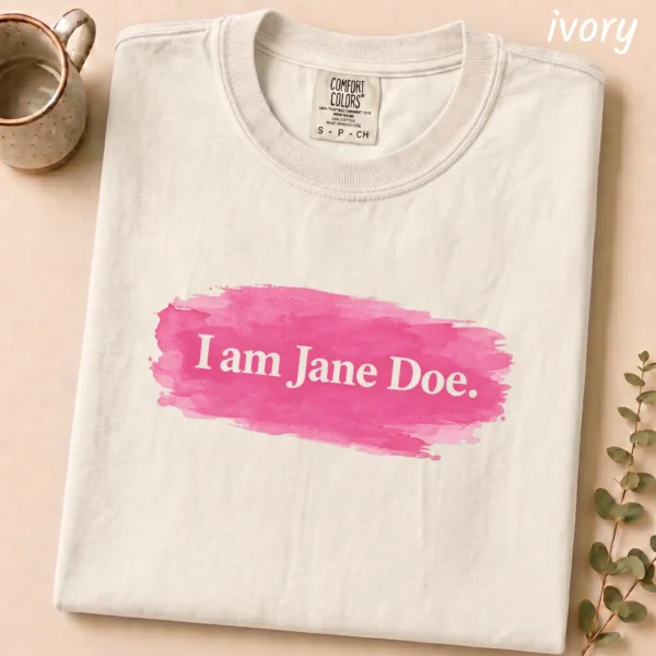 Lettering Multi Style Apparel I Am Jane Doe. Shirt — alternate product mockup i am jane doe lettering multi-style apparel t-shirt product photo