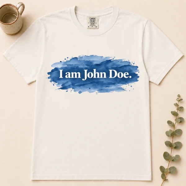 Lettering Multi Style Apparel I Am John Doe. Shirt — product mockup i am john doe lettering multi-style apparel t-shirt