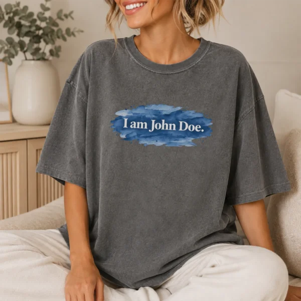 Lettering Multi Style Apparel I Am John Doe. Shirt — lifestyle mockup i am john doe lettering multi-style apparel t-shirt lifestyle scene