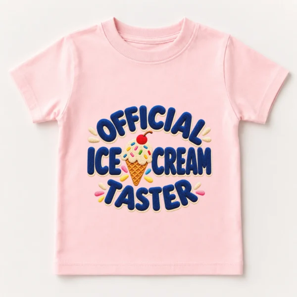 Official Ice Cream Taster Chenille Look Baby Bodysuit & Toddler — toddler shirt mockup ice cream taster baby bodysuit product photo
