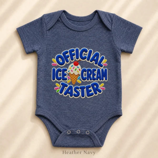 Official Ice Cream Taster Chenille Look Baby Bodysuit & Toddler — alternate product mockup ice cream taster baby bodysuit product photo