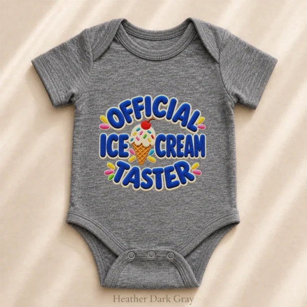 Official Ice Cream Taster Chenille Look Baby Bodysuit & Toddler — alternate product mockup ice cream taster baby bodysuit product photo
