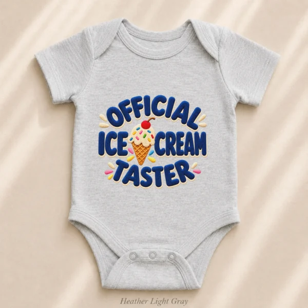 Official Ice Cream Taster Chenille Look Baby Bodysuit & Toddler — alternate product mockup ice cream taster baby bodysuit product photo