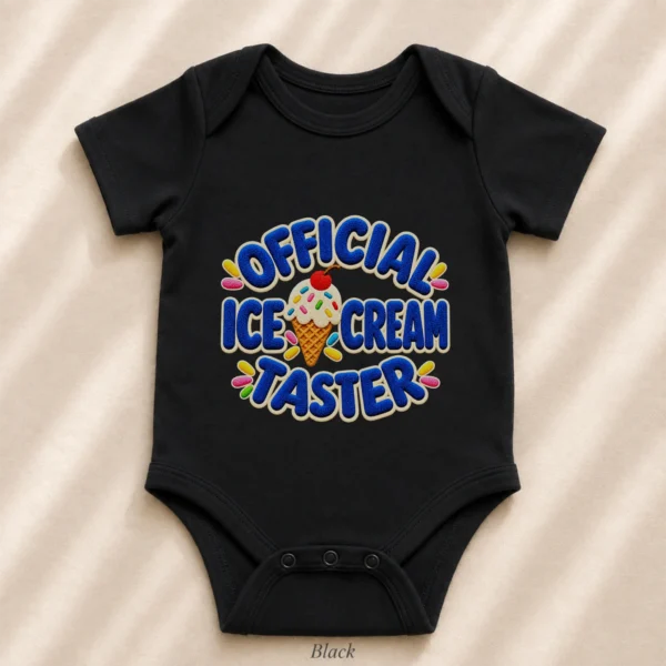 Official Ice Cream Taster Chenille Look Baby Bodysuit & Toddler — alternate product mockup ice cream taster baby bodysuit product photo
