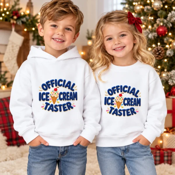 Official Ice Cream Taster Chenille Look Baby Bodysuit & Toddler — alternate product mockup ice cream taster baby bodysuit lifestyle scene