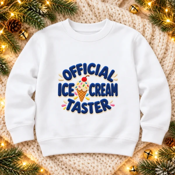 Official Ice Cream Taster Chenille Look Baby Bodysuit & Toddler — alternate product mockup ice cream taster baby bodysuit product photo