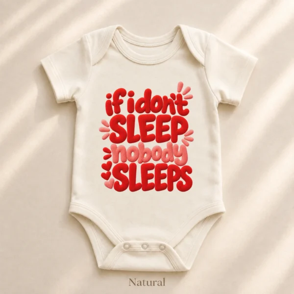If I Don't Sleep Nobody Sleeps Chenille Look Baby Bodysuit & Toddler — alternate product mockup if i don't sleep nobody sleeps chenille look baby bodysuit & toddler close-up detail